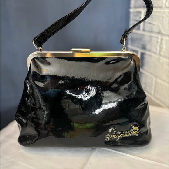 Sourpuss Handbags - Sourpuss Black Patent Leather Handbag